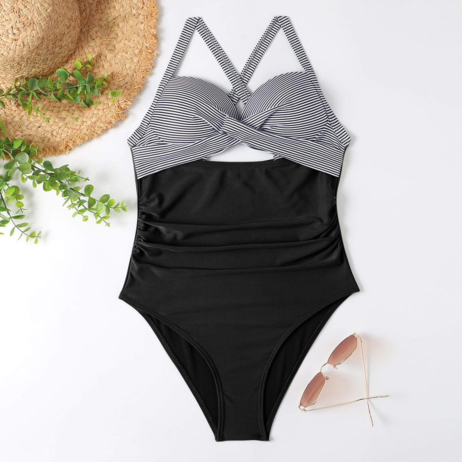 Aayomet Plus Size Swimwear for Women Tummy Control Ruched Swimwear