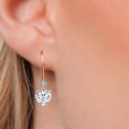 thumbnail image 3 of Gem Stone King 14K Yellow Gold White Moissanite and Lab Grown Diamond Dangle Earrings for Women | 3.73 Cttw | Gemstone Birthstone | Heart Shape 8MM, 3 of 6