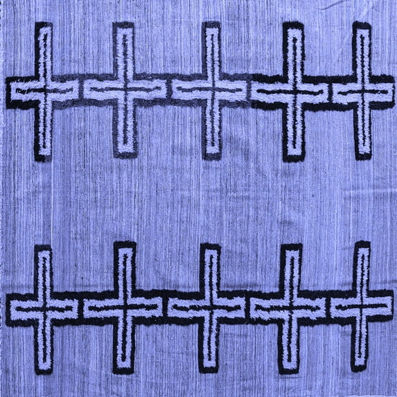 Ahgly Company Indoor Square Abstract Blue Modern Area Rugs, 4' Square