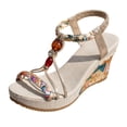 thumbnail image 1 of HSMQHJWE Sandales Compensées pour Femmes 2026 Bout Rond Sandales Compensées Confortables pour Femmes Tressées Perlées Bout Ouvert Sandales Plateforme Bohèmes, 1 of 5