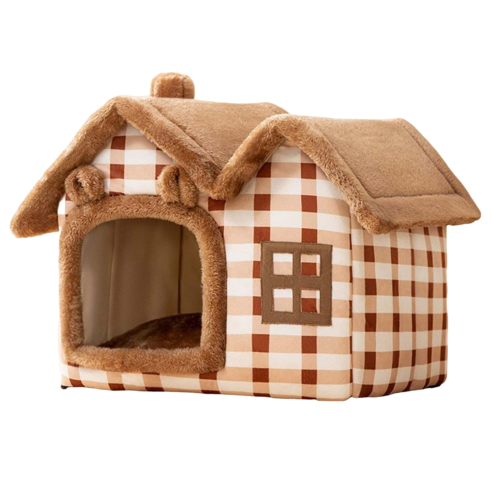Soft Dog House Indoor Removable Solid Cushion Pad Anti Slip Bottom Semi Enclosed Home Folding Kitty Cave Hut for Small Medium Large Dogs Pet Products