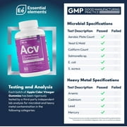 Essential Elements Apple Cider Vinegar Gummies Dietary Supplement, Red Apple Flavor, 60 Count