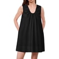 thumbnail image 4 of Mceream Dresses for Women Plus Size with Pockets Casual A Line Flowy Tank Dresses Summer Sleeveless V Neck Ruffled Hem Party Ruched Short Dress Black XL, 4 of 8
