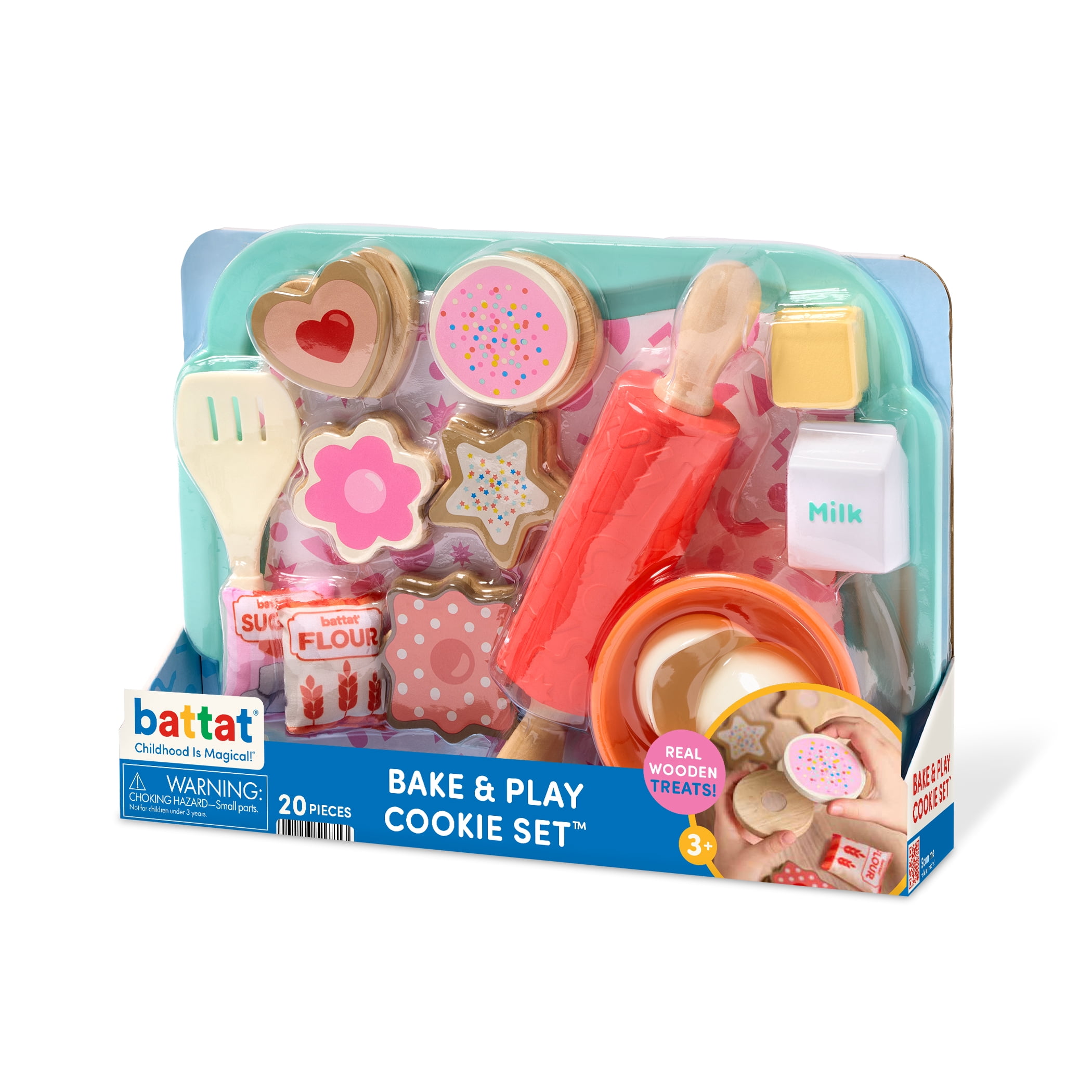 Battat Bake & Play Cookie Set Wooden Baking Pretend Play Toy for Ages 3 Years +