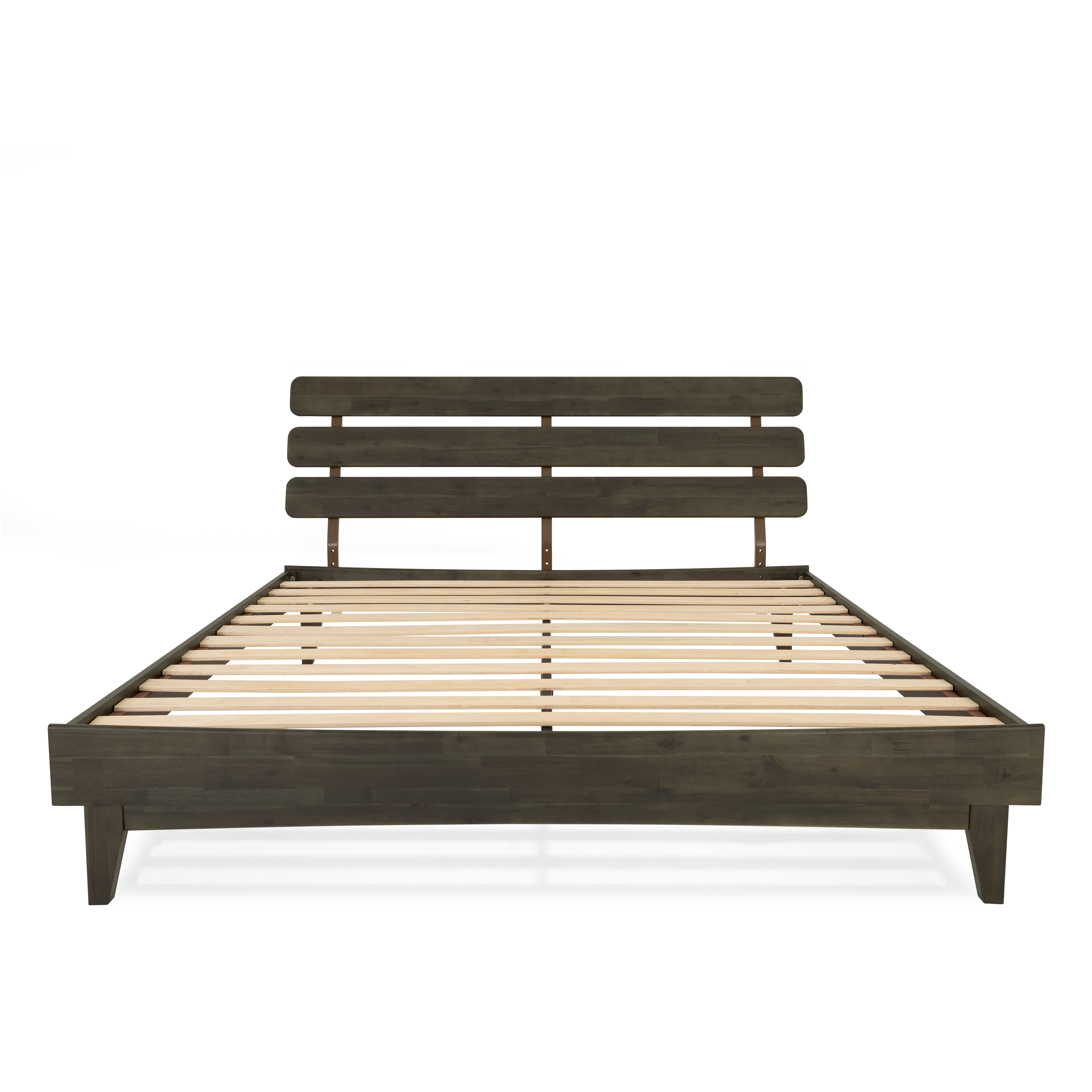 Dalen 45" King Bed Frame, Adjustable Headboard, Mid-Century, Solid Wood, Mocha