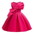 thumbnail image 2 of HUANBAI Girls' Solid Color Bow Princess Dress Formal Occasion Party Dress For Toddler & Kids Summer Dresses 2-3 Years, 2 of 9
