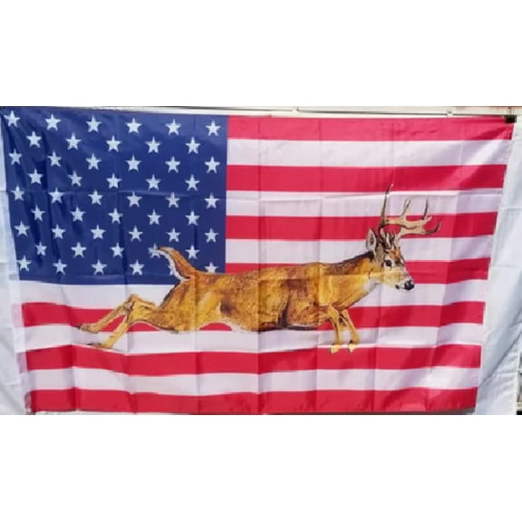 3X5 USA DEER FLAG RUNNING DEER HUNTING FLAG BANNER 100D