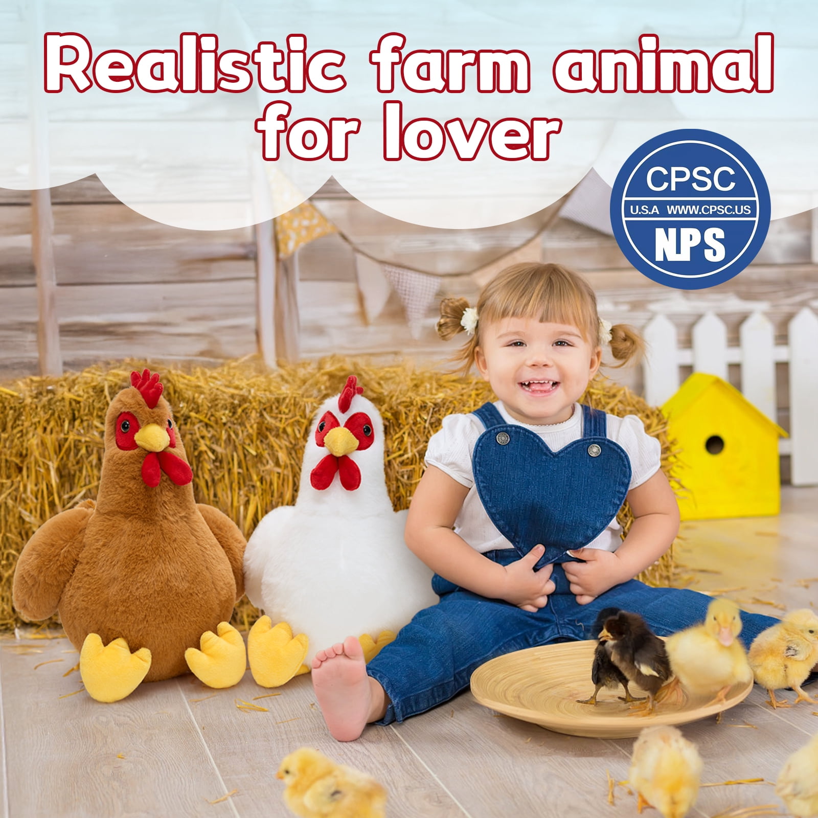 MorisMos 12'' Stuffed Easter Hen Stuffed Animals Bulk Chicken Plush Toy
