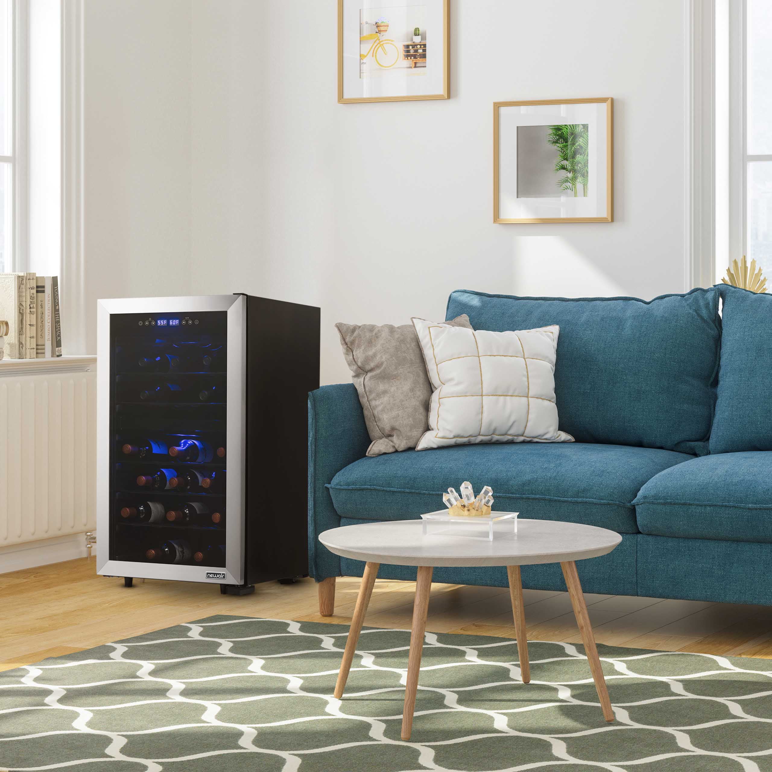 Newair Freestanding Wine Fridge, 43 Bottle Dual Zone Compressor  Wine Cooler Fridge in Stainless Steel