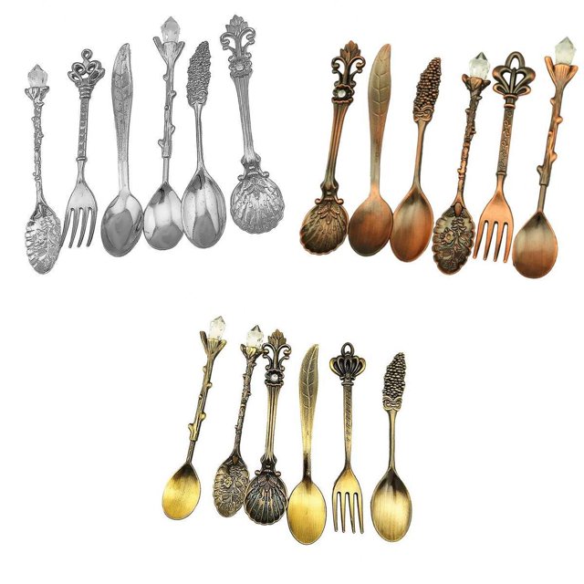 3 of pack Comedor Utensilios Para Servir Tenedor Cucharas De Retro Tenedor Grado Alimenticio BLESIY Utensilios para cubiertos de 6 piezas
