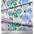 thumbnail image 2 of Soimoi Polyester Crepe Fabric Skull,Rose & Anemone Flower Print Fabric by Yard 42 Inch Wide, 2 of 3