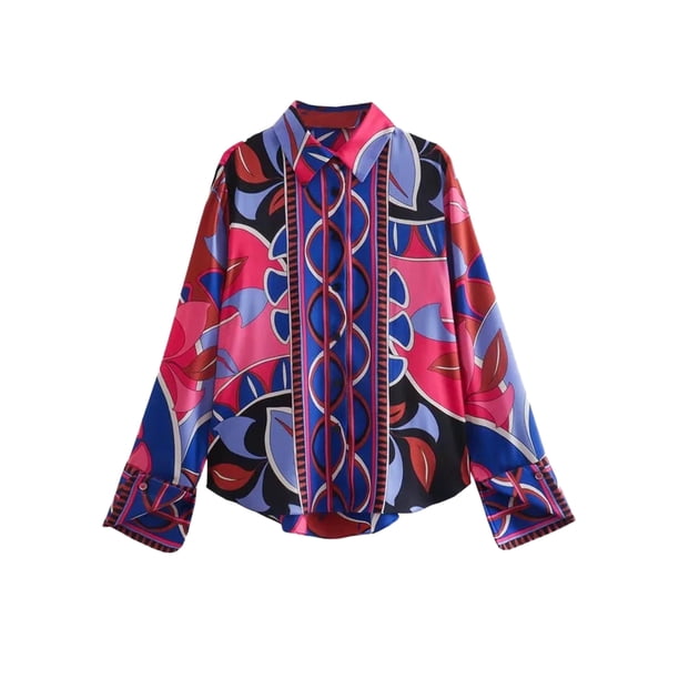 Camisa estampada para mujer Camisas casuales de manga larga con botones para vacaciones MABOTO Jerseys de mujer