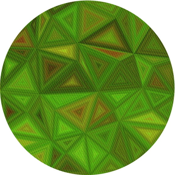 Ahgly Company Indoor Round Patterned Green Apple Green Area Rugs, 8' Round