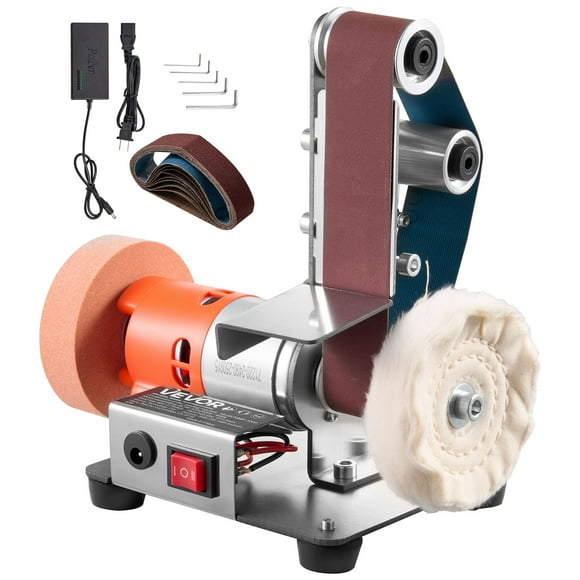VEVOR 3-in-1 Mini Belt Sander, 13" x 1.2" Sanding Belt, 2.75" Grinding & Polishing Wheel Combo, 7-Speed Adjustable with Forward/Reverse Control