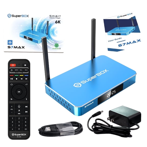 2026 latest Superbox S7 Max Fully Loaded, Super Box S7max with Voice Remote, Android 12, Wifi 6, 6K, 1000Mbps Ethernet Port