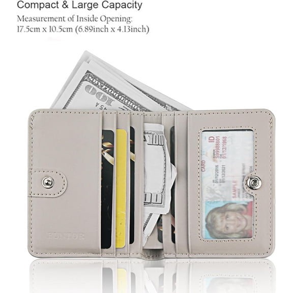 JINYUN-FUNTOR Small Wallets for Women, Ladies Small Compact Bifold Pocket RFID Blocking Genuine Leather Wallet for Women