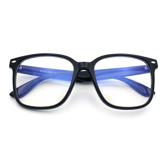 Classic Nerdy Oversized Horn Rim Blue Light Filter Screen Glasses [Black]