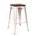 thumbnail image 2 of Dreux Glossy Cream Elm Wood Steel Stackable Counter Stool 26 Inch (Set of 4), 2 of 7