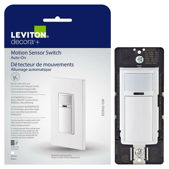 Decora Motion Sensor In-Wall Switch 2A Single Pole in White, 180° PIR Automatic-on Wallbox Sensor