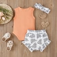 thumbnail image 4 of Kids Girls Sleeveless Ribbed Bodysuit Floral Prints Shorts with Headbands Clothes Outfits Baby Girl Home Set, 4 of 7