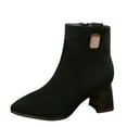 thumbnail image 2 of Wowcloth Women's Suede Rhinestone Ankle Boots - Pointed Toe Mid Heel Chunky Heel Winter Boots for Versatile Outfits, 2 of 8