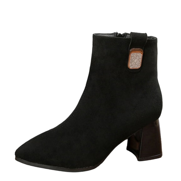 Dasayo Women's Boots Comfortable Black Ankle Dress Fall Kitten Heels Pointed Toe Boots Shoes Women 36