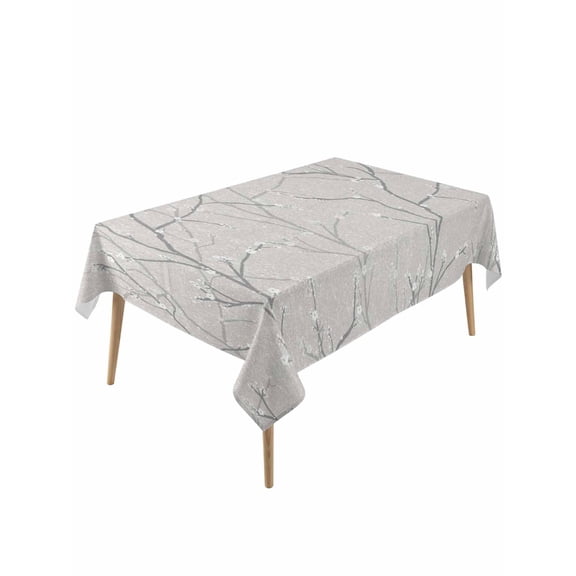 Grey Branches Table Cloth, Waterproof Tablecloth for Rectangle Tables, Vintage Art Farmhouse Reusable Washable Fabric Table Cover for Restaurant Kitchen Dining Tables 60"x120"