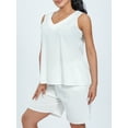 thumbnail image 6 of Arvbitana Women 2 Piece Cotton Pajamas Set Solid Color Sleeveless V-neck Tank Tops + Elastic Waist Shorts Sleepwear Outfits Loose Loungewear S M L XL XXL, 6 of 7
