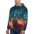 thumbnail image 3 of Sikiie Celestial Stag Cosmic Glow Men's Hoodie, Essentials Hoodie, Sweatshirt, Pullover Hooded Sweatshirt for Men-Large, 3 of 7