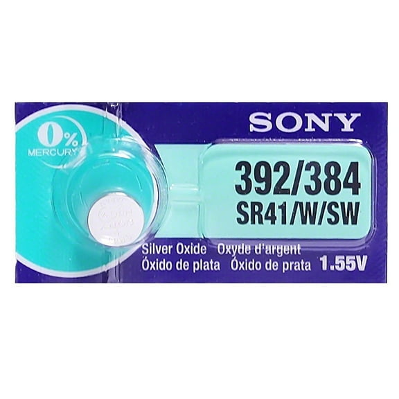 Sony Murata 384 / 392 - SR41 SW Silver Oxide Button Battery 1.55V - 1 Pack   FREE SHIPPING!