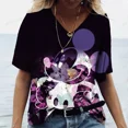 thumbnail image 5 of Camiseta de mujer con estampado de dibujos animados de Disney Mickey Mouse, holgada, de verano, de manga corta, con cuello en V, estilo kawaii, ropa de feminidad, 5 of 5
