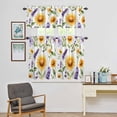 thumbnail image 5 of Kitchen Window Curtains Valance Tier Set, Spring Sunflower Purple Lavender Rod Pocket Tier Curtains Valance 3 Piece Set, Green Watercolor Leaves Seamless Window Treatment for Bedroom Living Room, 5 of 9