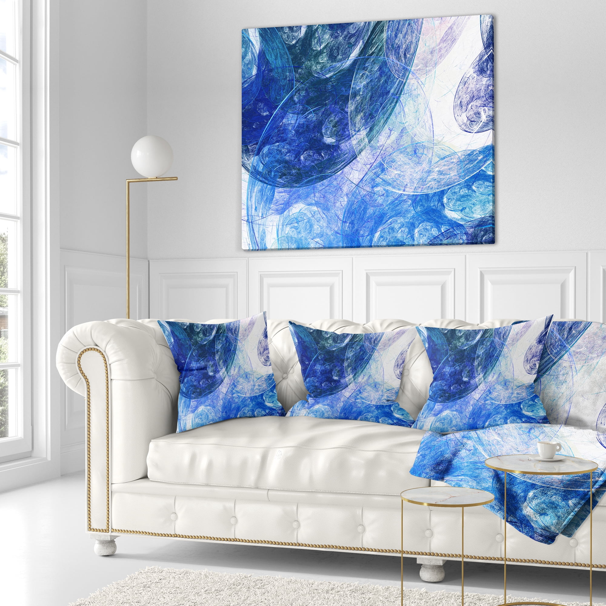 Designart Light Blue Swirling Clouds - Abstract Throw Pillow - 18x18
