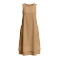 thumbnail image 6 of Karymi Plus Size Sleeveless Midi Dress, Round Neck Casual A-Line Dress with Double Layer Hem and Pockets, Solid Summer Flowy Shift Dress Plus Size Dresses, 6 of 6