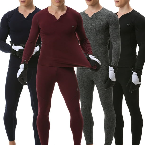 TFixol 2PCS Ropa interior térmica de invierno para hombre Forro polar Grueso Cálido V