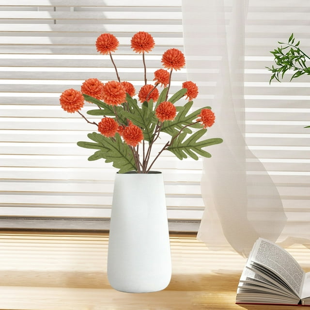 Chrysanthemum Flower Arrangement, 5 Head Design, Soft Wedding Decor, Hall Centerpiece, Artificial Vase, Table Accent, Synthetic Material, Event Display, Diy Floral Arrangement Hzhnb Popular Picks