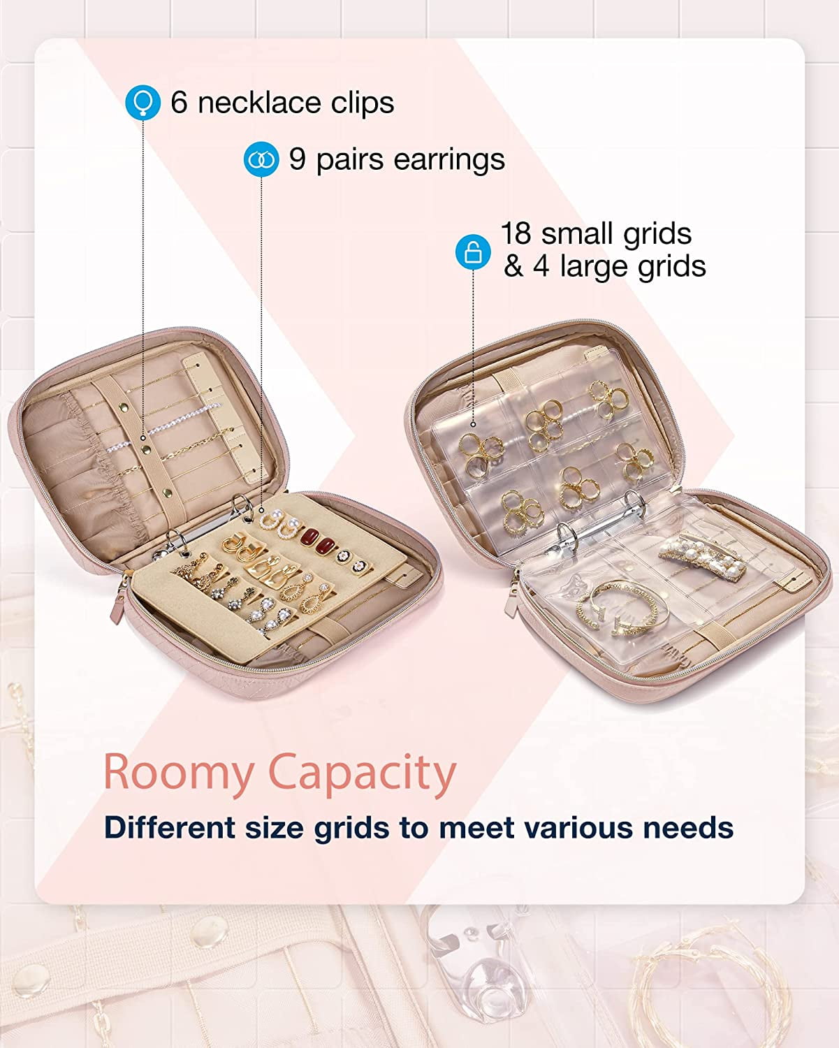Transparent Jewelry Storage Book With Pockets - Travel Earring Storage  Organizer With 50 Zipper Bags,storage Booklet Holder