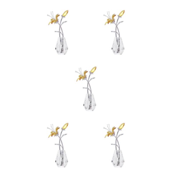 Injueey Estatuilla de flor de cristal con adorno de tallo de plata / metal Ramos de flores Decoraciones de plantas para fiesta Día de la madre Type2 NO2