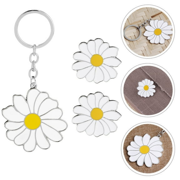 WRITWAA Daisy Keychain for Backpack, Alloy Material, Assorted Colors, and Stylish Accessory, 1 Set