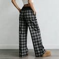 thumbnail image 6 of larppty Women's Plaid Wide-Leg Baggy Pants - Elastic Waist, with Pockets | Pajama & Loungewear（Black，XXL）, 6 of 9