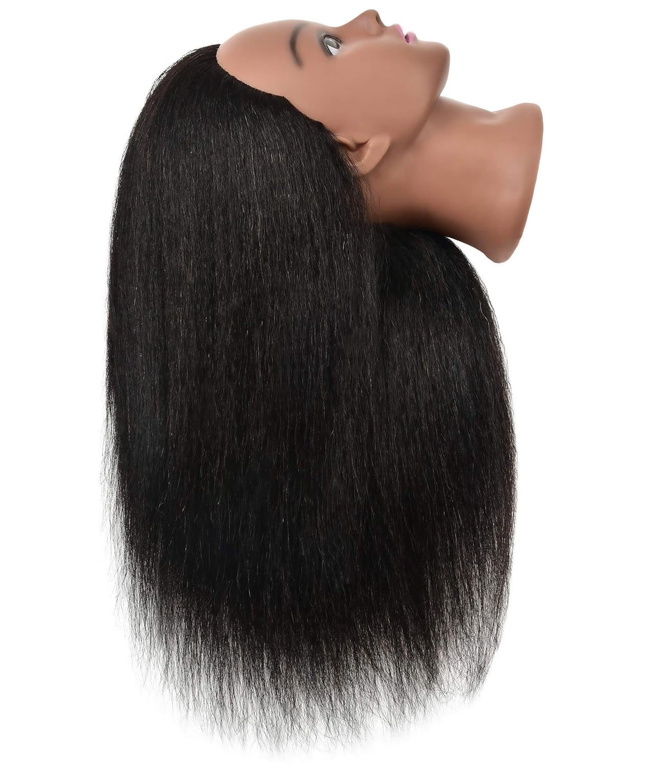 RYHAIR African American Mannequin Head 100% Human Hair for Practice Braiding Styling Cosmetology Barber Training with Stand