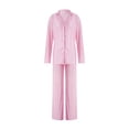 thumbnail image 6 of KOMOO Womens 2Piece Casual Outfits Pleated Button Blouses Wide Leg Pants Sets Loose Loungewear Suits, 6 of 9