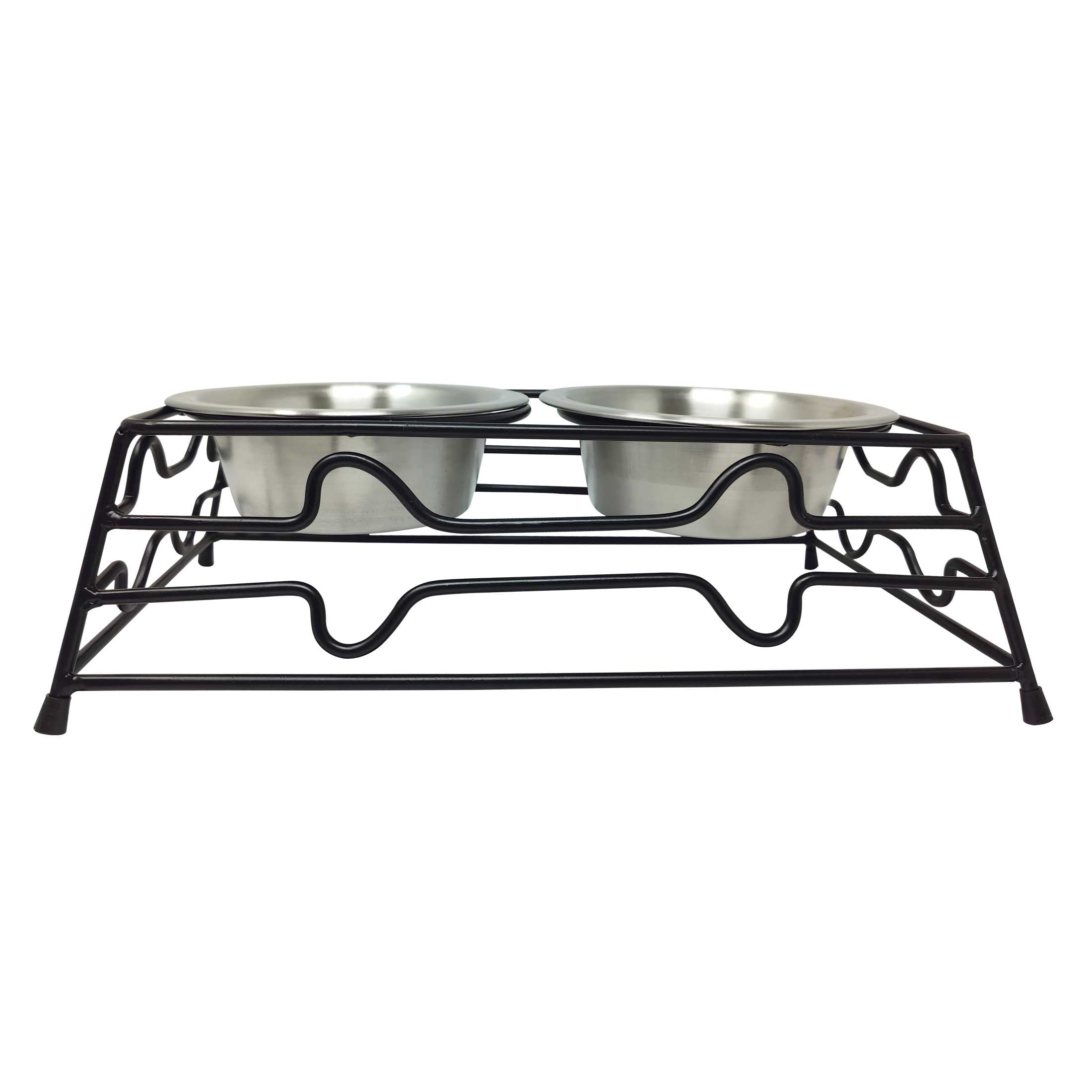 Vibrant Life Small 1.5-Cup Elevated Pet Double Diner, Silver