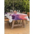 thumbnail image 3 of Outdoor Tablecloth with Umbrella Hole for Patio/Picnic/Party/Camping, Purple Orange Ombre Forest Waterproof Table Cloth Rectangle Table Cover Washable, Tree Modern Abstract Art (60"x 120"), 3 of 8