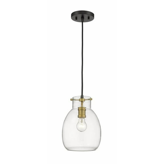 1 Light Mini Pendant in Craftsman Industrial Style 8 inches Wide By 11.5 inches High-Matte Black/Olde Brass Finish Bailey Street Home 372-Bel-4314720