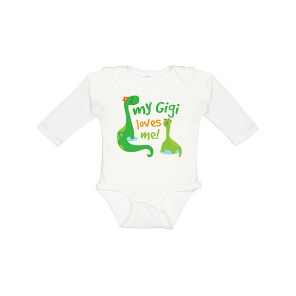 Inktastic My Gigi Loves Me Grandson Dinosaur Boys Long Sleeve Baby Bodysuit