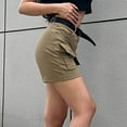 thumbnail image 6 of Women Work Pants Women'S Spring/Summer Mid-Waist Pocket Denim Overalls Casual Shorts Pants Khaki L, 6 of 8