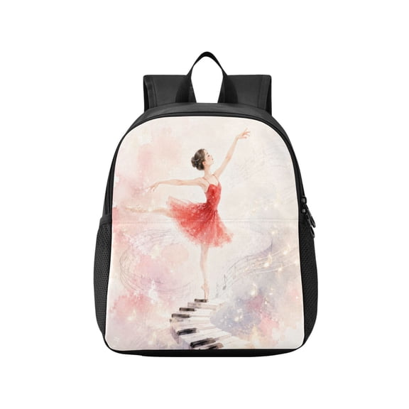 Toddler Backpack Ballet Piano Watercolor Art Waterproof Lightweight Backpack Casual Mini Daypack for Daycare & Travel