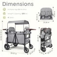 thumbnail image 5 of LINLUX Wagon Stroller for 4 Kids, Stroller Wagon 4 Seats w/Adjustable Handle, Detachable Tray, Gray, 5 of 10
