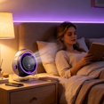 thumbnail image 5 of Bladeless Mini Desk Fan, Adjustable Angle Personal Table Cooling Fan, USB Powered Circulation Fan, LED Ambient Light Desktop Fan, Small Air Cooler, Compact Transparent Frame Tabletop Fan, 5 of 6